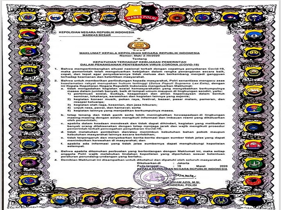 Maklumat Kepala Kepolisian Negara Republik Indonesia