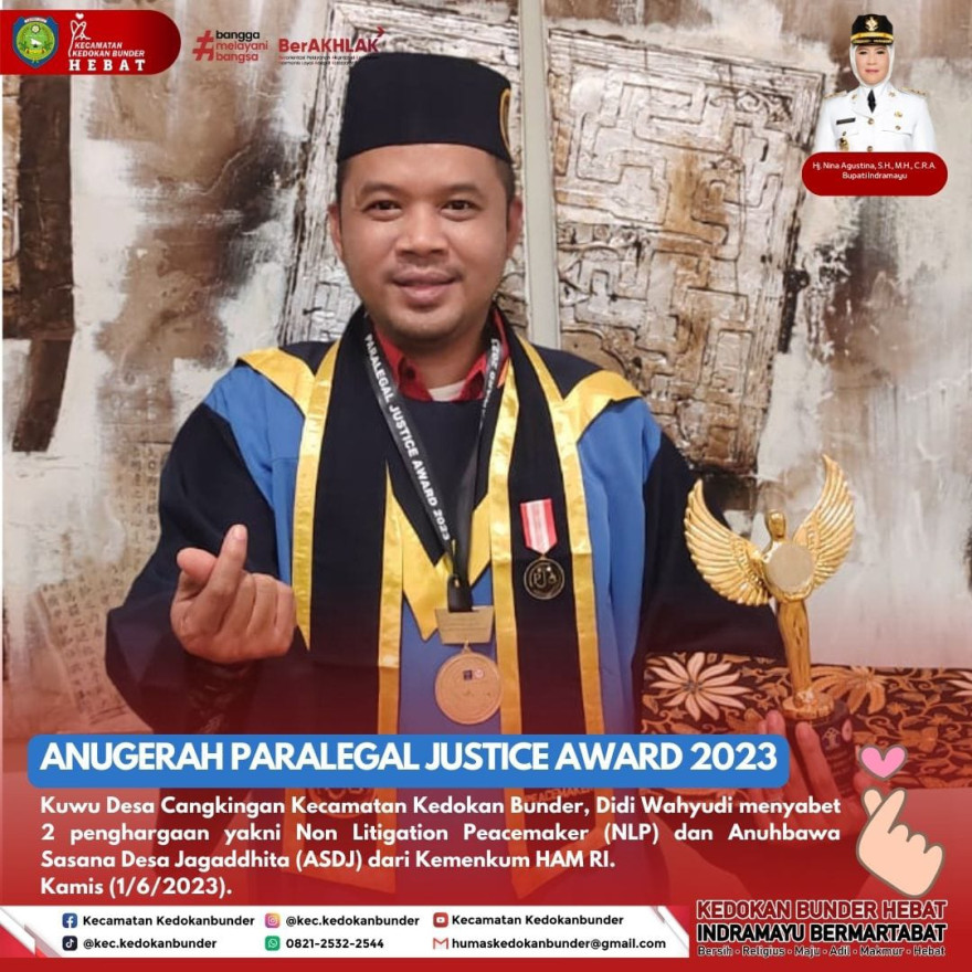 Anugerah Paralegal Justice Award  Kuwu Desa Cangkingan Sabet 2 Anugerah Sekaligus dari Kemenkum HAM RI