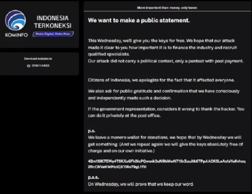 Hacker Yang Meretas Pusat Data Nasional Merasa Kasihan Terhadap Citizen Indonesia